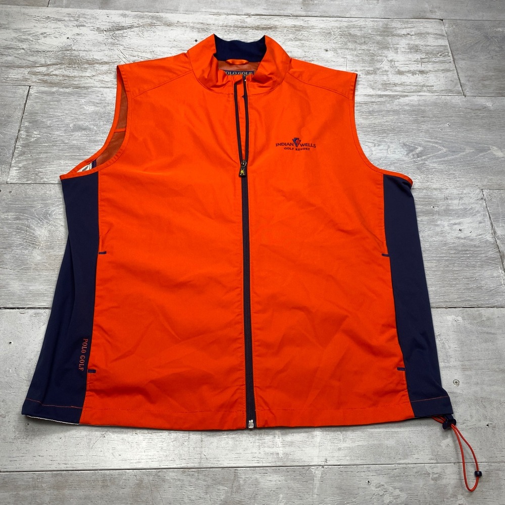 Polo Ralph Lauren Golf Vest Mens Large Orange Indian Wells Water Resistant Pack